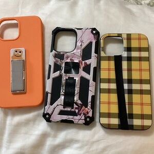 Apple Orange, Black, and Yellow Plaid Phone Cases